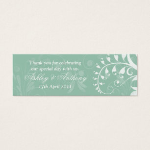 Mint Vert Blanc Floral Mariage Faveur Tags