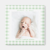 Mint Vert En vichy Chèque Bébé Anniversaire Magnet