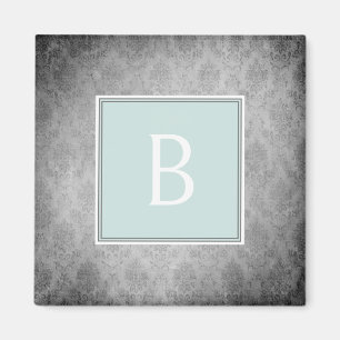 Mint Vintage Damask Monogramm Magnet