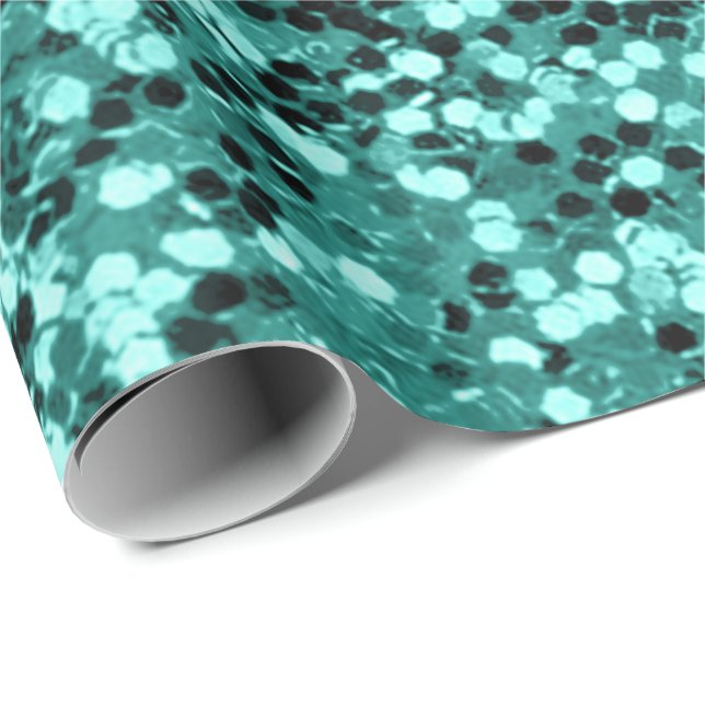 Mint Wasser Sequin Glitzer Shiny Effekt Geschenkpapier (Rolleneckpunkt)