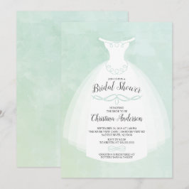 Mint Watercolor Bridge Gown Brautparty Einladung