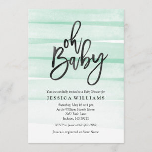 Mint Watercolor Gradient Oh Baby Dusche Einladung