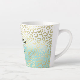 Mint Watercolor Ombre Glam Gold Leopard Milchtasse