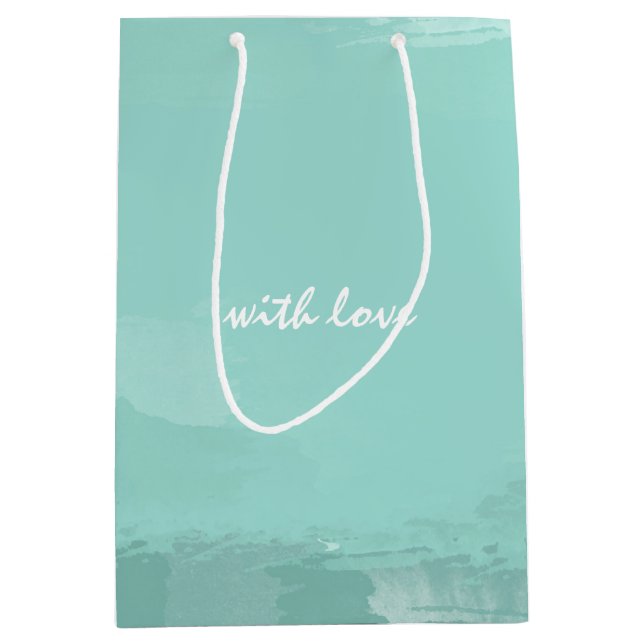 Mint Watercolor Ombre Mittlere Geschenktüte (Vorderseite)
