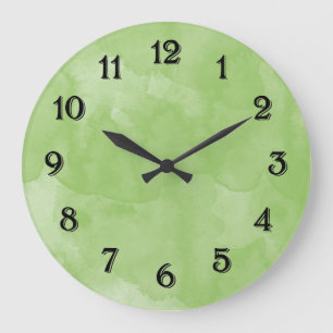 Mint Watercolor schick grüne Pastellfarben Große Wanduhr