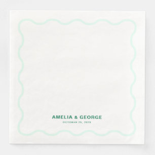 Mint Wavy Retro-Hochzeit Serviette