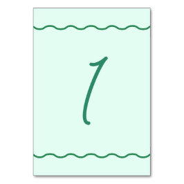 Mint Wavy Retro Hochzeit Tischnummer