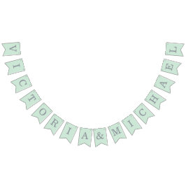 Mint Wedding Simple Green Grey Bride & Groom Names Wimpelkette