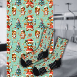 Mint Whimsical Weihnachtsgingerbrot Girl Nurse Socken