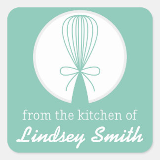 Mint Whisk Silhouette Kitchen Labels Quadratischer Aufkleber