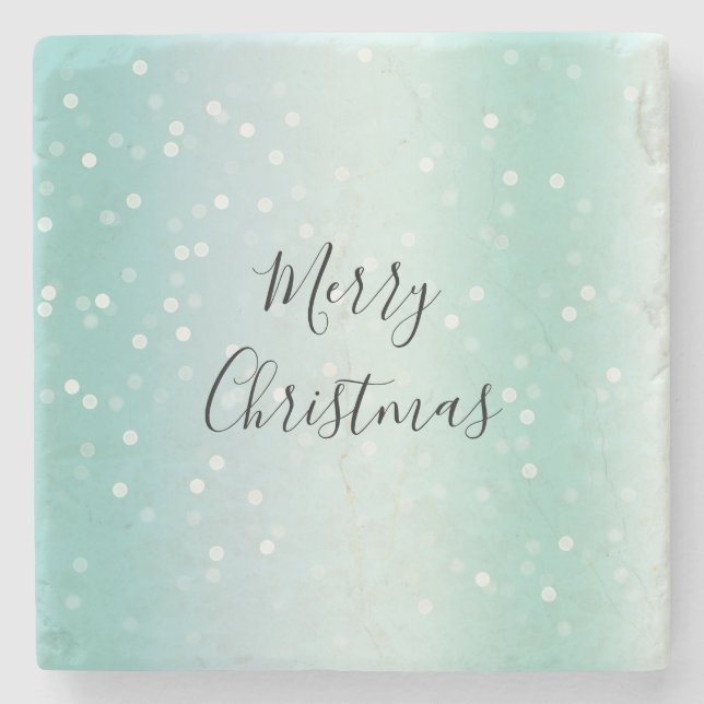 Mint White Bokeh Dots Celebration Steinuntersetzer (Vorderseite)
