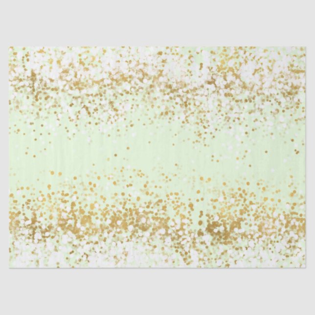 Mint White Gold Confetti Sparkle Seidenpapier (Vorderseite)