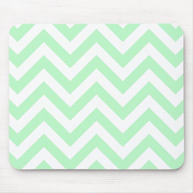Mint White Large Zickzack ZigZag Muster Mousepad (Vorne)