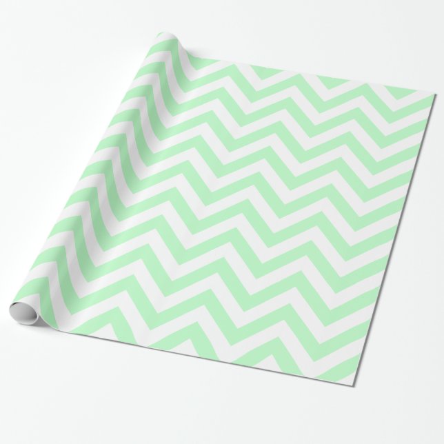 Mint White XL Zickzack ZigZag Muster Geschenkpapier (Ungerollt)