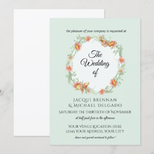 Mint Willow Coral Butterfly Blumenzeremonie Einladung