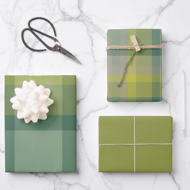 Mint Wrapping Paper Flat Sheet Set of 3 Geschenkpapier Set (Vorderseite)