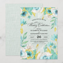 Mint Yellow Floral Burlap Wedding