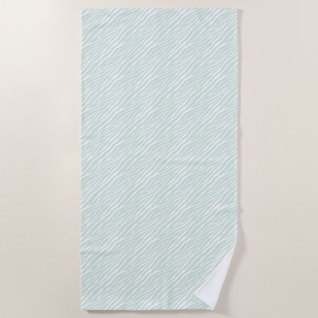 Mint Zebra Print Stripes Strandtuch (Vorderseite)