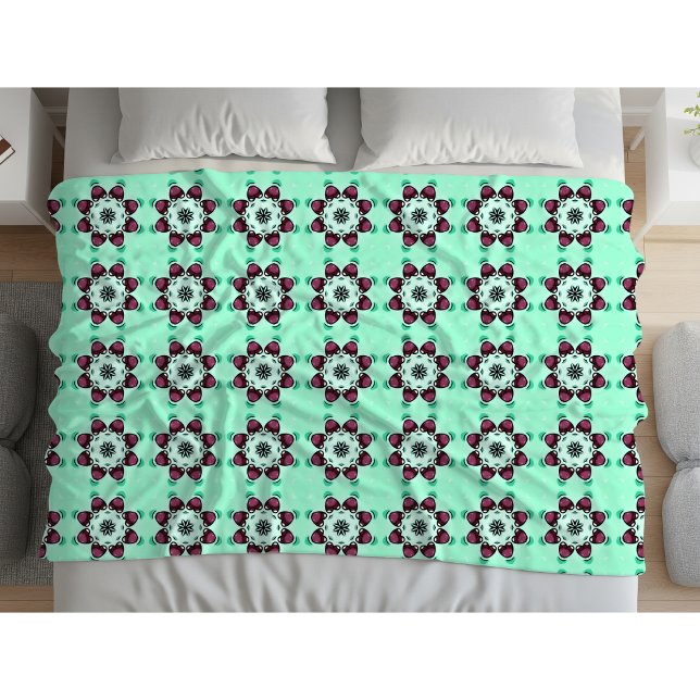 Minta grünes geometrisches Mandala-Muster  Fleecedecke (Von Creator hochgeladen)