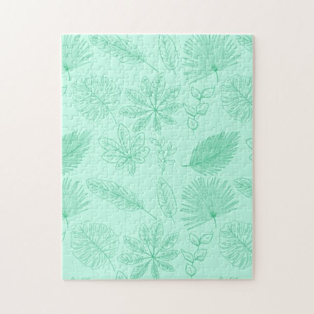 Mintblaue Blätter Muster (Vertikal)
