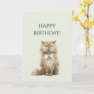 Mintbraune Cool Cat Brille Geburtstag Karte