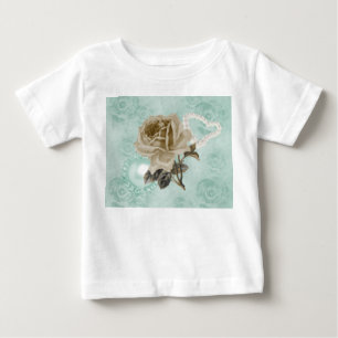 Mintgrün Elfenbein Rosen Kinder Weiß Rüschen Kleid Baby T-shirt