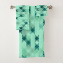 mintgrün geometrisch badhandtuch set