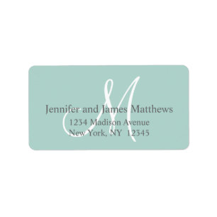 Mintgrün, graues Monogramm für Hochzeiten Adressaufkleber