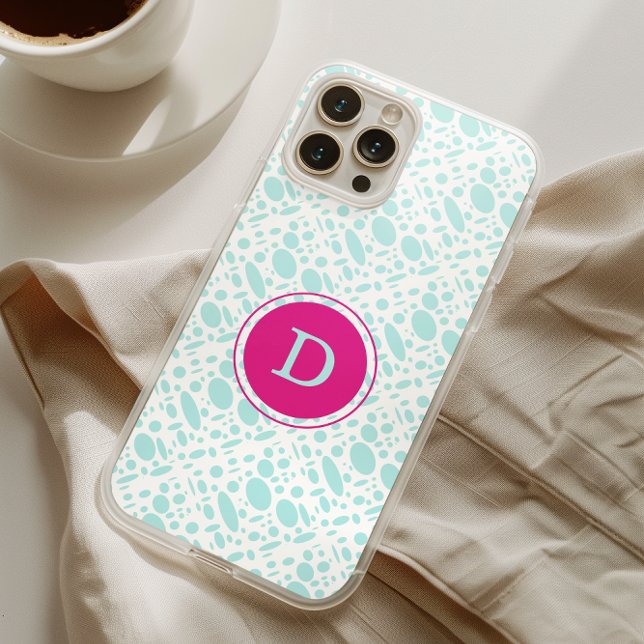 Mintgrün und Rosa Monogramm iPhone 16 Pro Max Hülle (Von Creator hochgeladen)