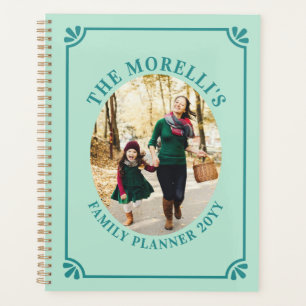 Mintgrün und Türkis Oval-Foto Familie Planer