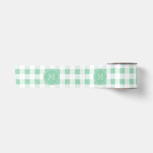 Mintgrün und weiß kariert, Ihr Monogramm Satinband