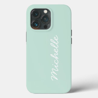 Mintgrün und weißer kundenspezifischer kursiver Na iPhone 13 Pro Hülle