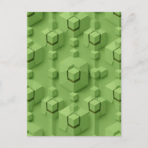 Mintgrüne 3D-isometrische Würfelmuster Postkarte