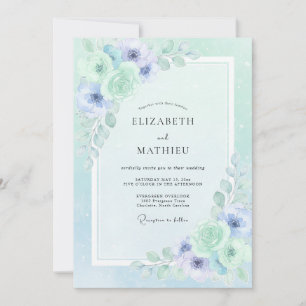 Mintgrüne Ätherische Anemonen Hochzeit Einladung