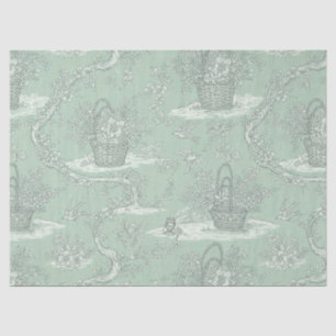 Mintgrüne botanische Toile mit floralen Bouquets 2 Seidenpapier