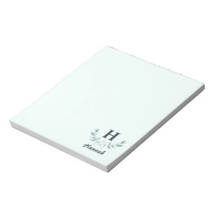Mintgrüne Eukalyptusblatt-Monogramm Notizblock