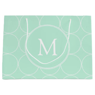 Mintgrüne Farbe Monogramm Trendy Elegant Modern Große Geschenktüte