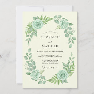 Mintgrüne florale Hochzeit Einladung