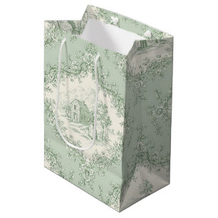 Mintgrüne französische Country-Blumen-Toile - Baue Mittlere Geschenktüte