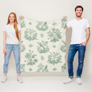 Mintgrüne französische Country-Vögel und florale T Fleecedecke