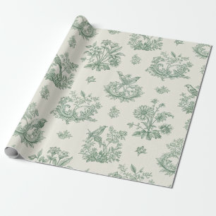 Mintgrüne französische Country-Vögel und florale T Geschenkpapier