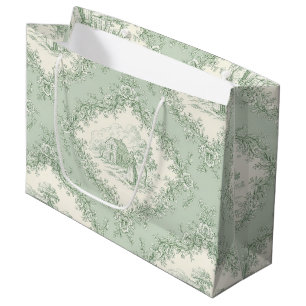 Mintgrüne französische Landhaus-Blumentoile - Baue Große Geschenktüte