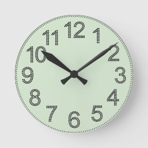 Mintgrüne gepunktete Zahlen Wanduhr