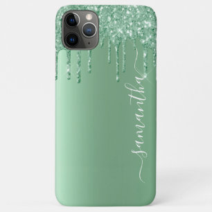 Mintgrüne Metall-Optik Handgeschriebener Name Glit Case-Mate iPhone Hülle