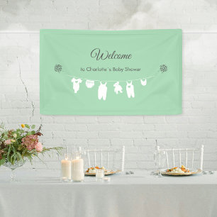Mintgrüne minimalistische Babyparty Begrüßung Banner