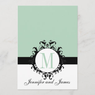 Mintgrüne Monogramm-Hochzeitseinladung Einladung