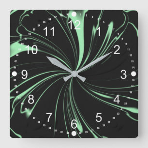 Mintgrüne Spirale Quadratische Wanduhr
