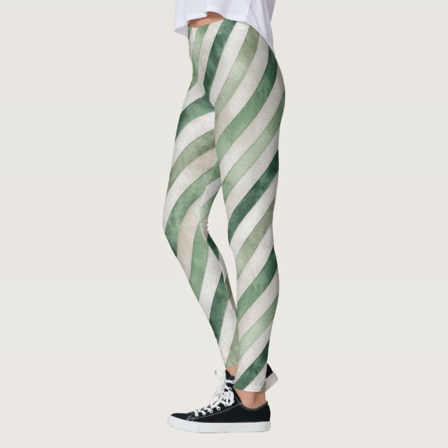 Mintgrüne Streifen Leggings (Links)