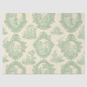 Mintgrüne Toile Vintage-Paare und Gartenszene Seidenpapier