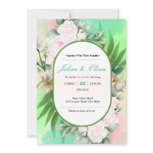 Mintgrüne und rosafarbene botanische Hochzeitseinl